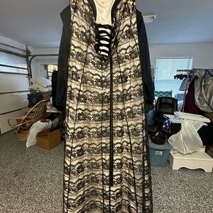 Elegant Black and White Lace Dress